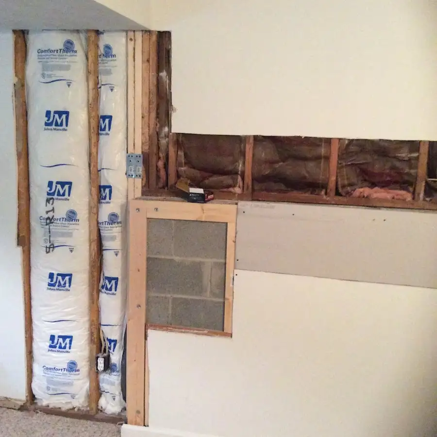 Wall insulation replacement during Basement Flood Cleanup in Clemmons